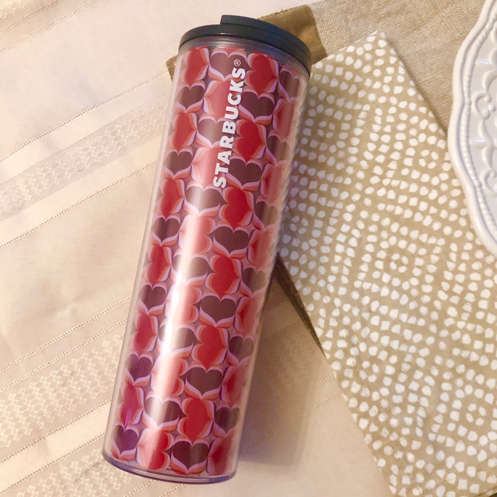 NWT ‘19 New Starbucks Heart Plastic Tall Tumbler